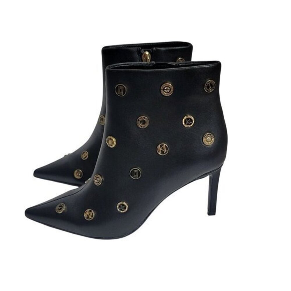 Karl Lagerfeld Saina Boots Heeled Booties 5 Black Leather - Picture 5 of 12